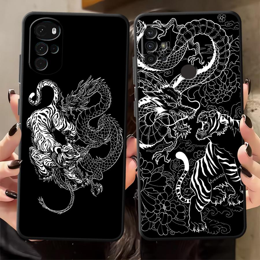 Phone Cases Motorola - Custodia Dragon Tiger Sketch per Motorola