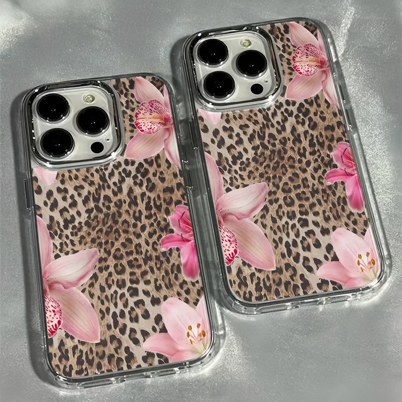 Phone Cases Leopard Print - Cover Trasparente con Stampa Leopardata e