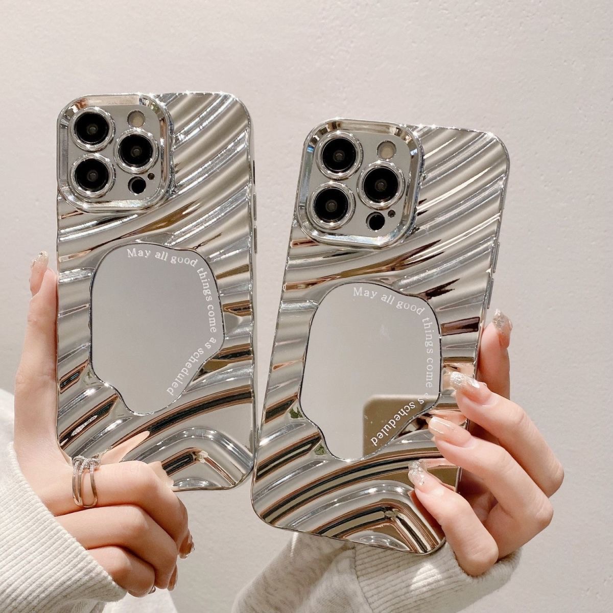 Luxury Plating Case - Custodia per telefono ondulata a specchio